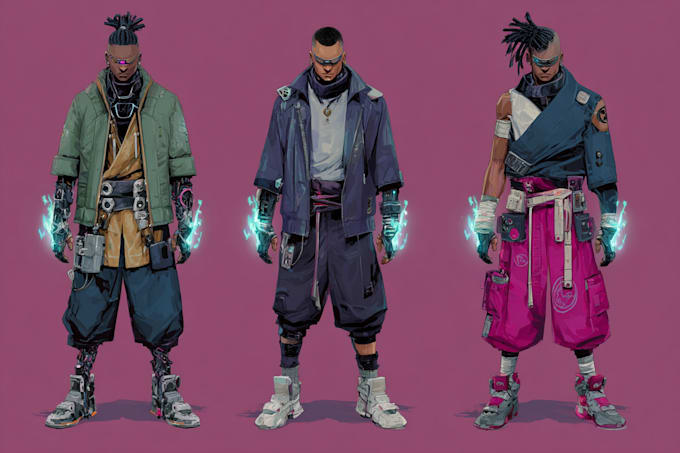 design cyberpunk and fantasy character splash art