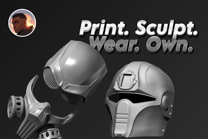 sculpt 3d mask cosplay design, 3d mask model 3d helmet printable mask