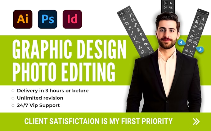 do photo editing ,photoshop work, graphic design in 2 hours