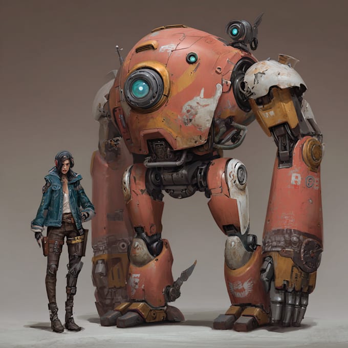 create a sci fi robot and mecha concept art