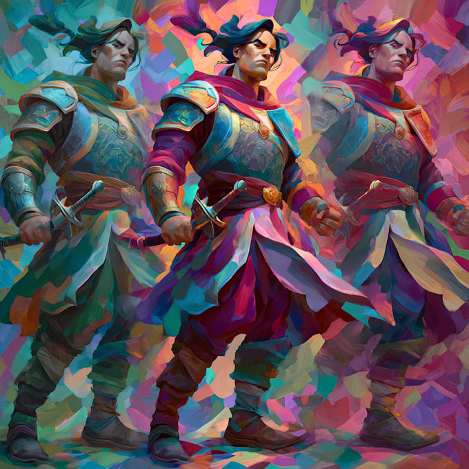 do expressive colorful abstract portraits