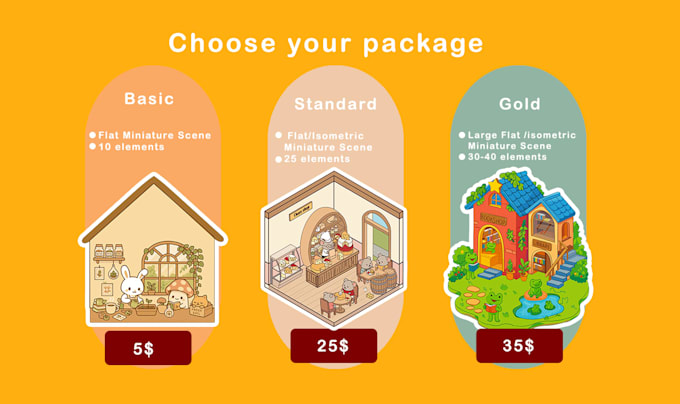 design flat or isometric miniature scene sticker