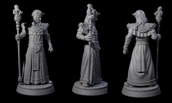 sculpt 3d character model, 3d action figurine, 3d dnd tabletop minis, stl file