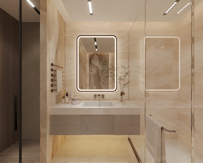 create your bedroom and bathroom and dressing interior design