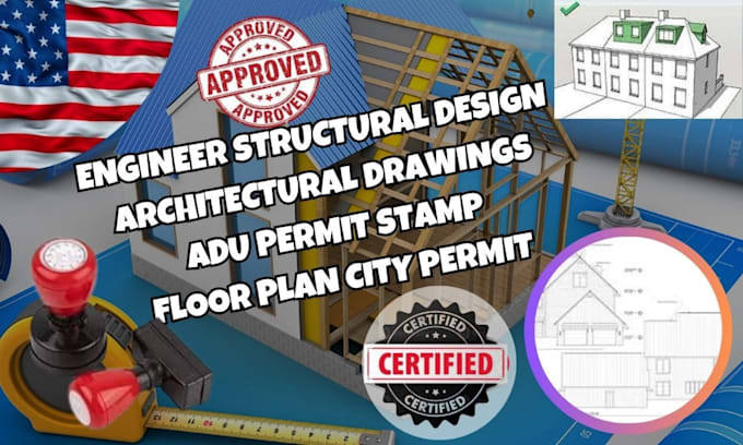 Do engineer structural design architectural drawing adu permit floor ...