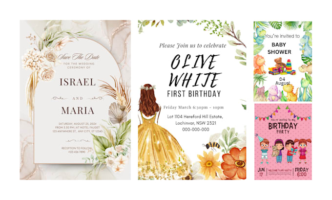 design birthday card party invitation wedding card canva template postcard