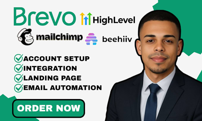 set up email automation in brevo, mailchimp, gohighlevel, or beehiiv