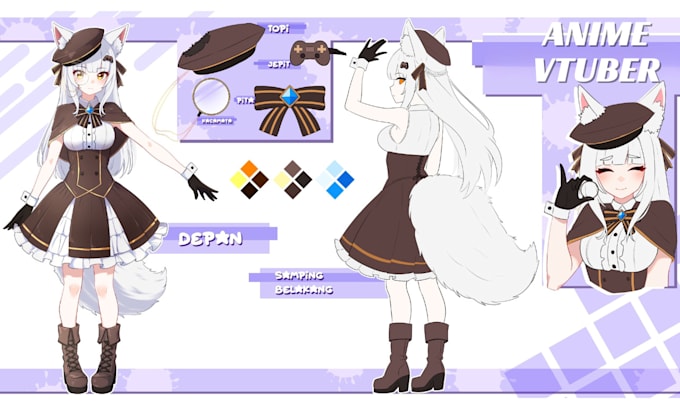 draw anime vtuber character reference sheet art vtuber oc furry nsfw ref sheet