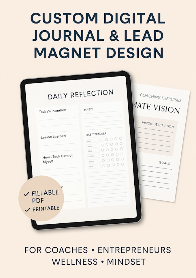 design a digital lead magnet journal for your coaching business, cover design