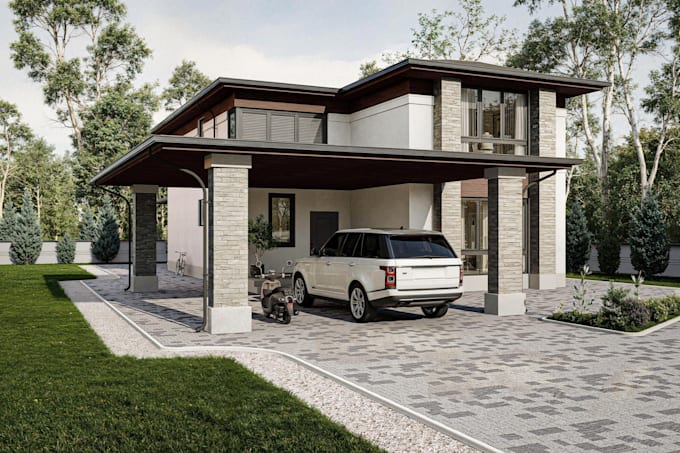 create realistic 3d exterior rendering and visualization