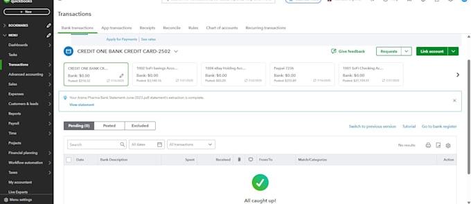 do bookkeeping, reconciliation, accounting in quickbooks online