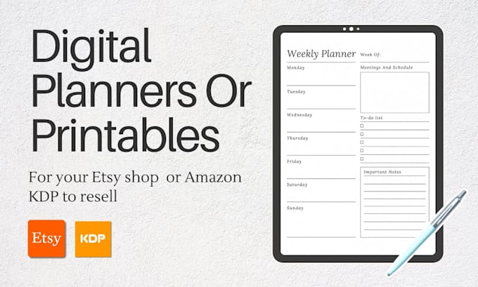 design digital planner for etsy shop, digital journal and tracker