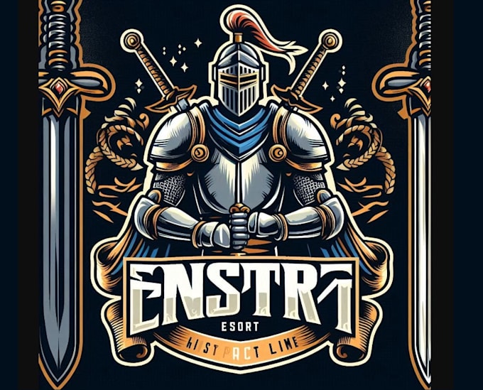 make vintage custom knight warrior sword esport logo
