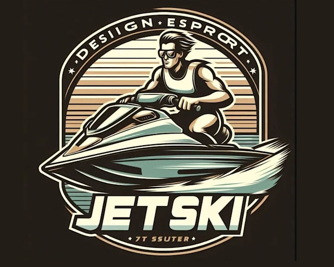 design vintage jetski logo with vector file