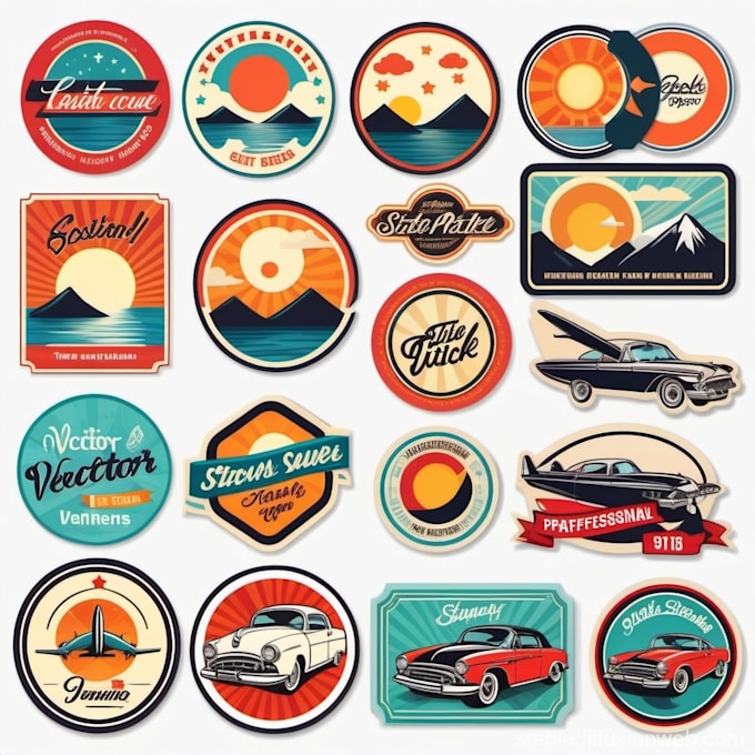 create vintage  logo badges for stickers, labels, patch pin ,decals and t shirts
