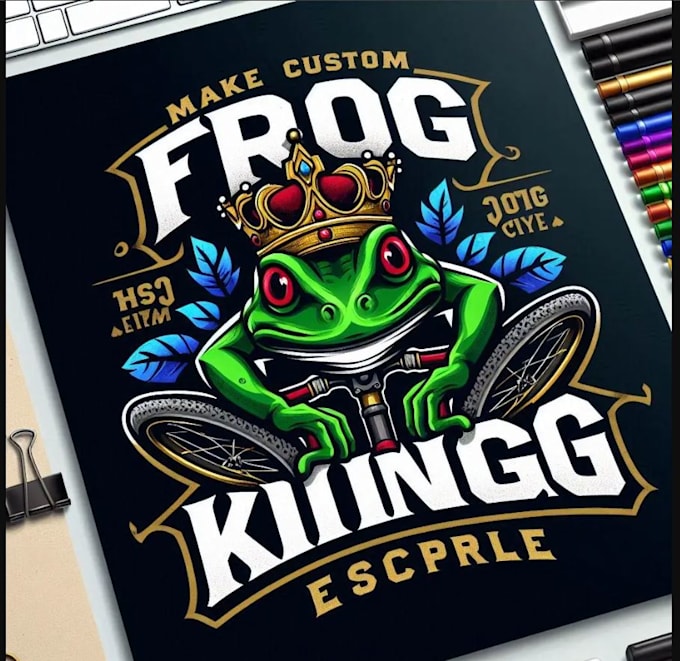 make custom frog king bicycle mascot logo