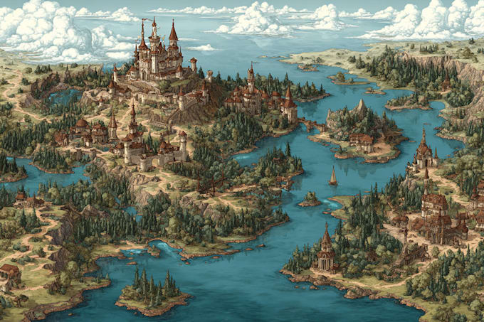 fantasy map illustration dnd map world map design