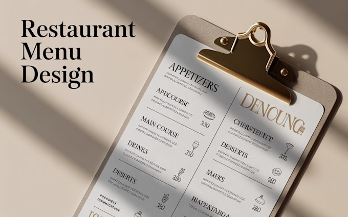 design a modren food menu for your restaurant, or cafe