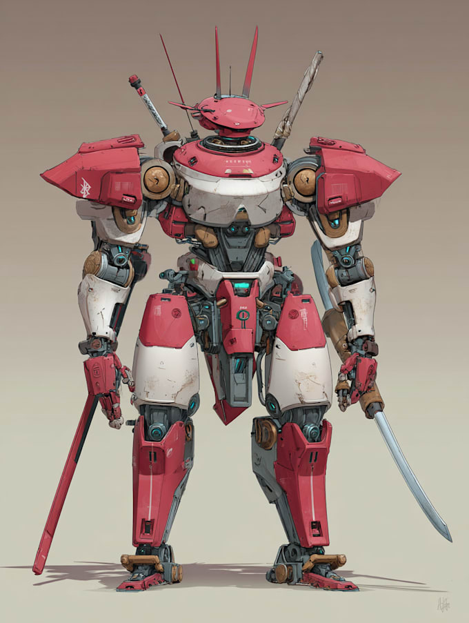 draw mecha gundam and humanoid character concept for you