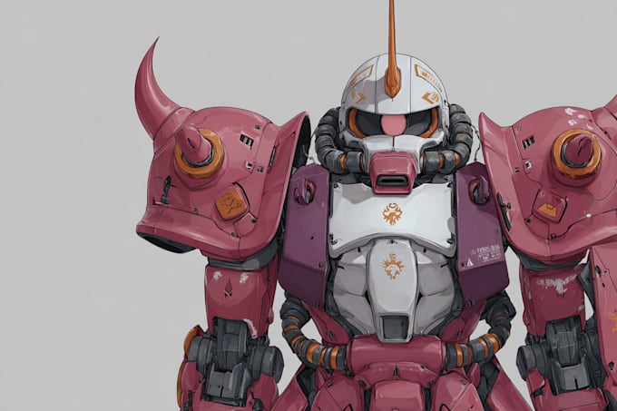 do a mecha robot gundam illustrations
