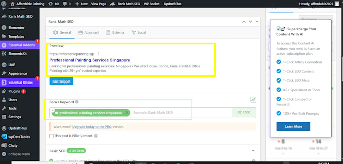 fix on page SEO and technical issues for google