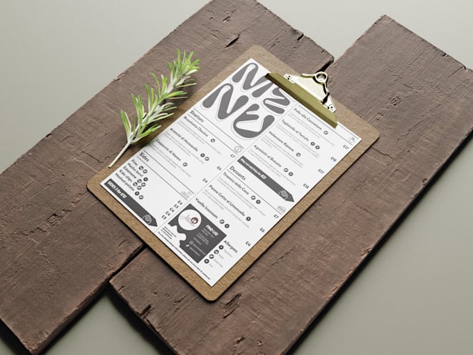 design a modern menu for your restaurant