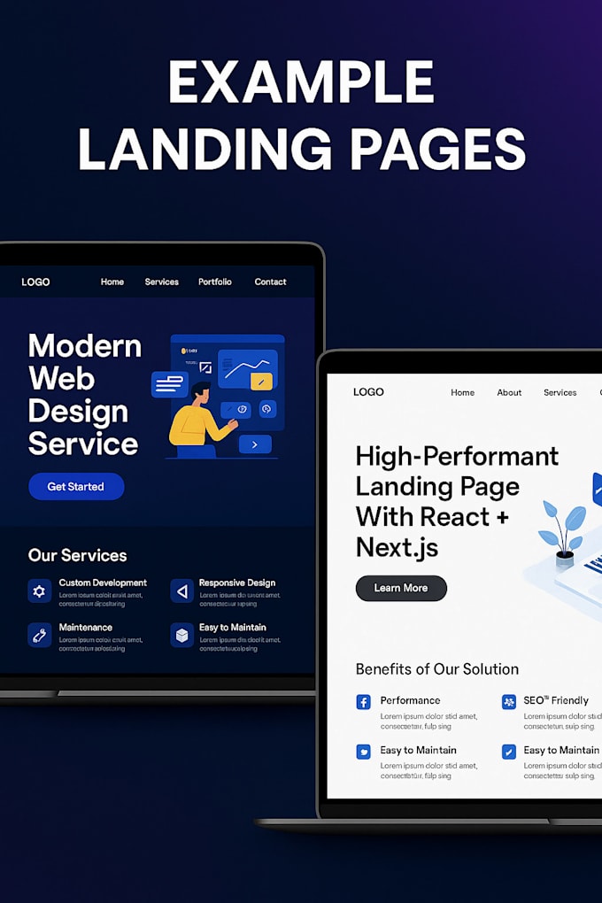 build a responsive react or nextjs landing page