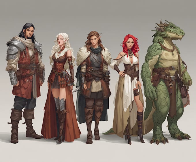 create a custom dnd party character illustrations