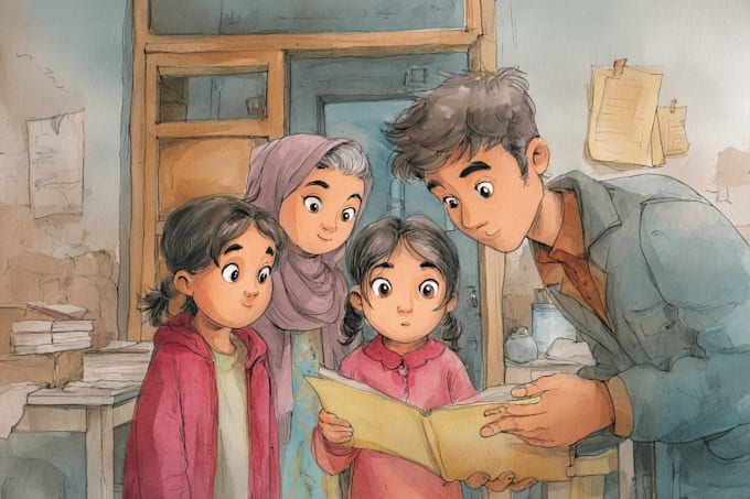 draw digital watercolor children book illustration
