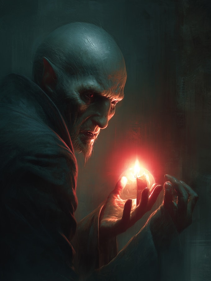 create a fantasy horror character art and horror art
