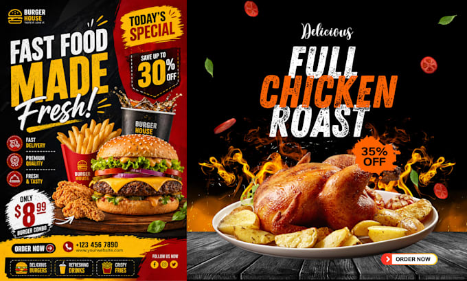 design professional food flyer, food menu, restaurant menu