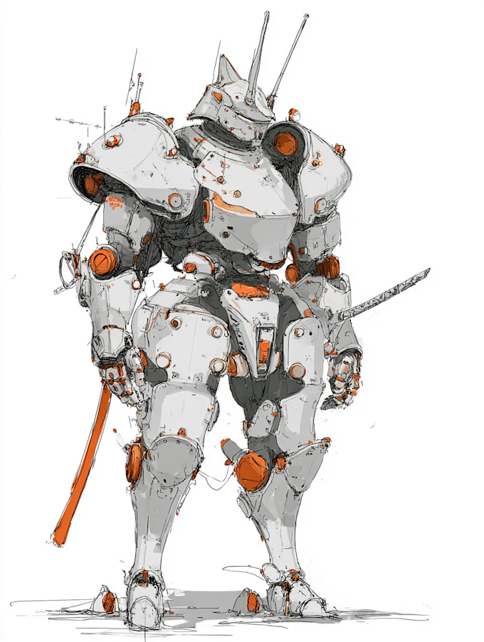 do anime style mecha robot illustrations