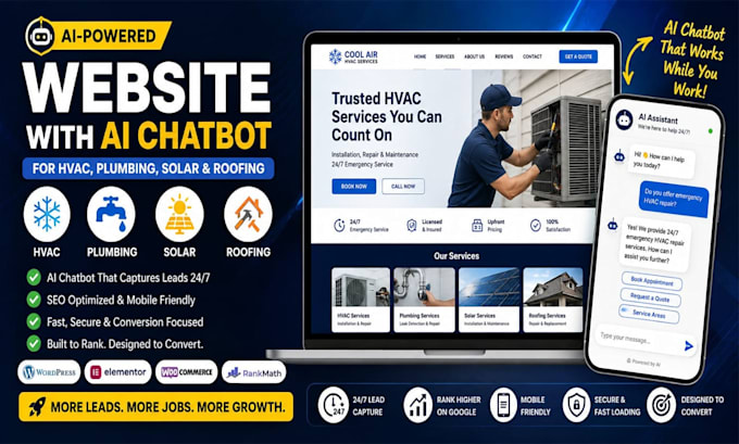 design a hvac, plumbing, contractor and construction website for your business
