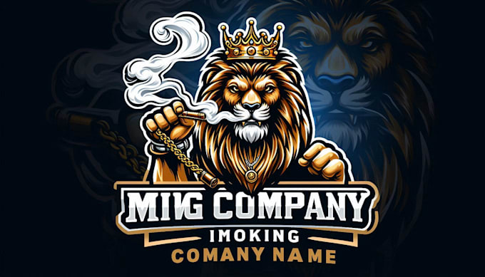 design awesome  king lion smoking mascot logo within 1 day