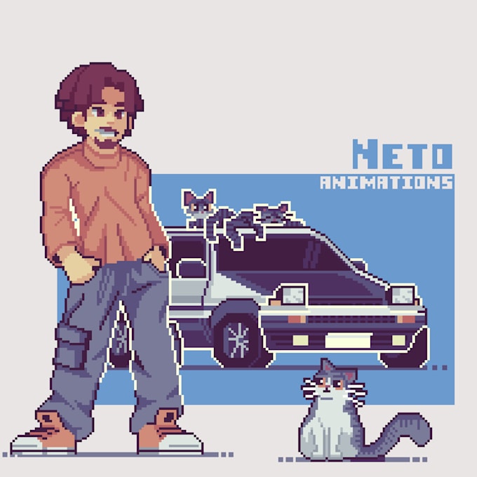 create a full body pixel art portrait with custom elements