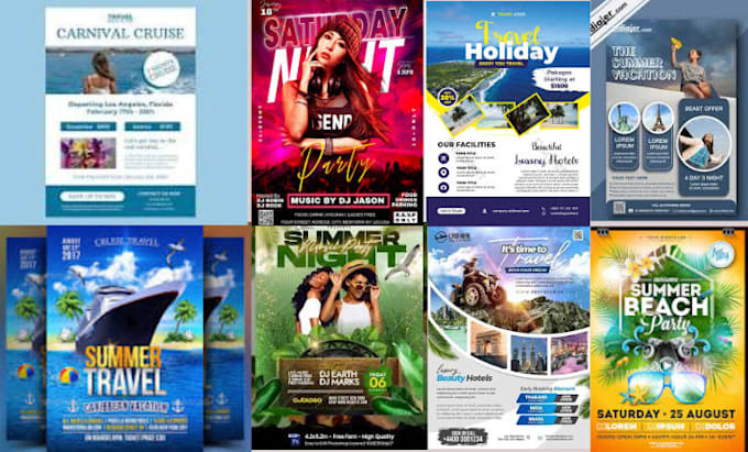 design tour, travel, summer, beach, pool, and cruise, yacht, boat party flyer