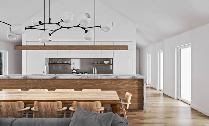 Design a kitchen interior with photorealistic 3d rendering by ...