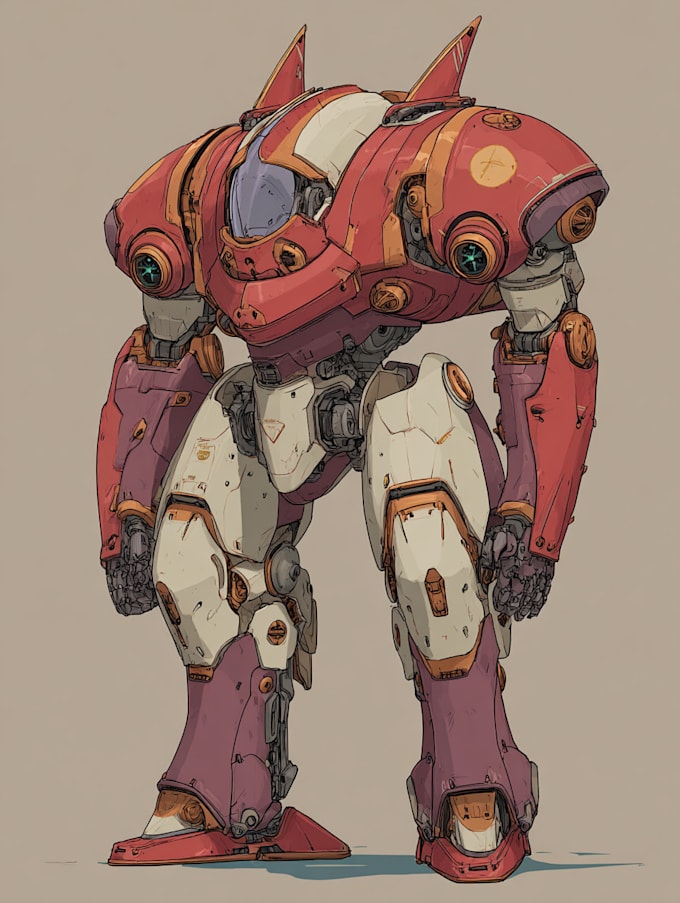 do  macha robot ,armor, gundam in anime style