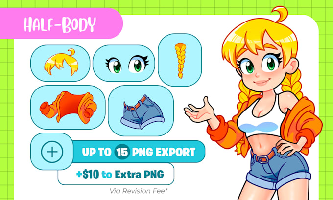 draw a cartoon character for you with customizable parts
