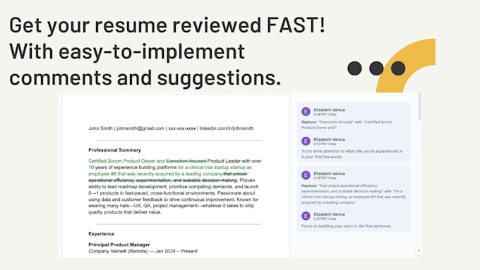 do a quick, professional review of your resume giving feedback