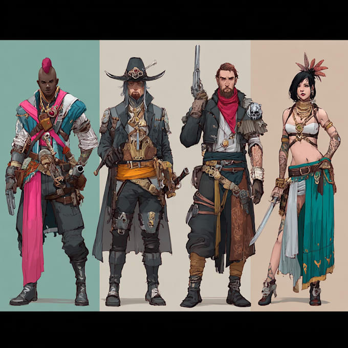 make 2d character concept art for you