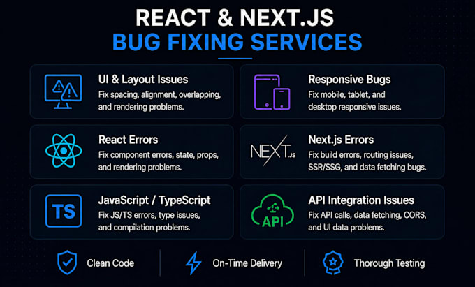 fix react nextjs javascript and typescript bugs