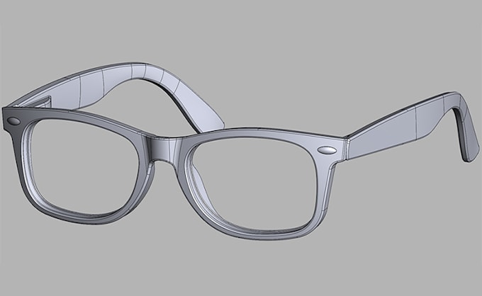 create 3d sunglasses and cad technical drawing