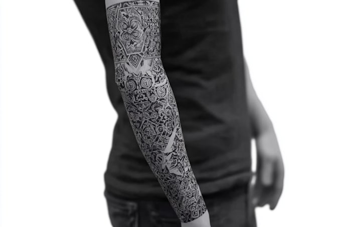 create sleeve tattoo design in geometric style