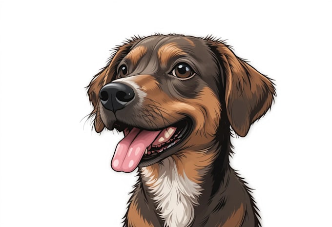 draw illustration your pets, dog, to cartoon vector potrait
