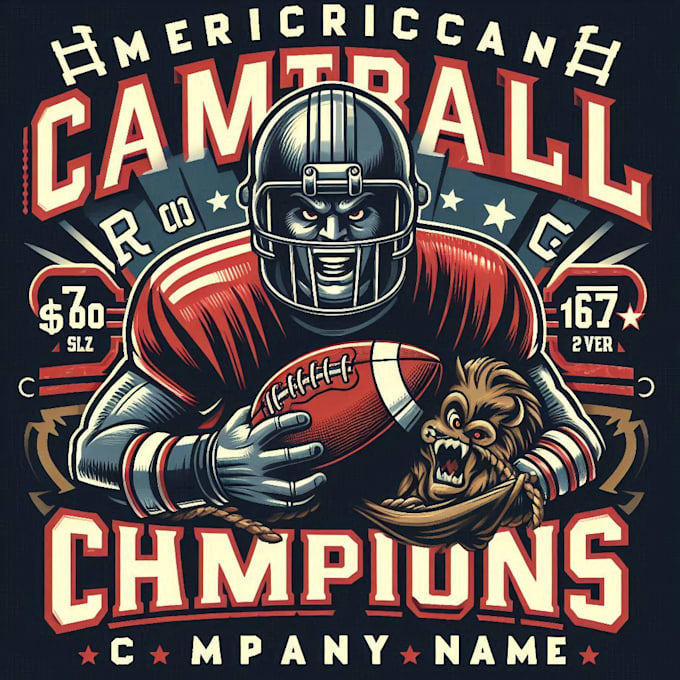 design a vintage american football champions mascot logo with custom t shirt