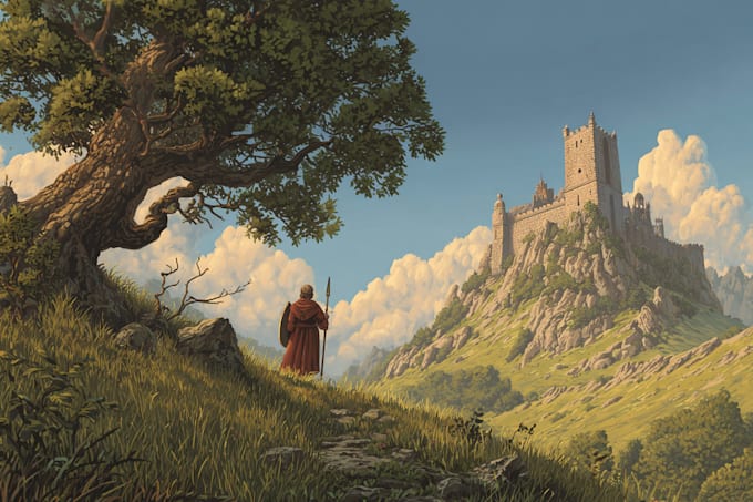 illustrate a surreal landscape or city drawing
