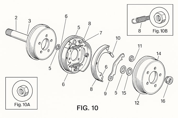 make patent technical drawing utility patent design 2d vector art patent draft