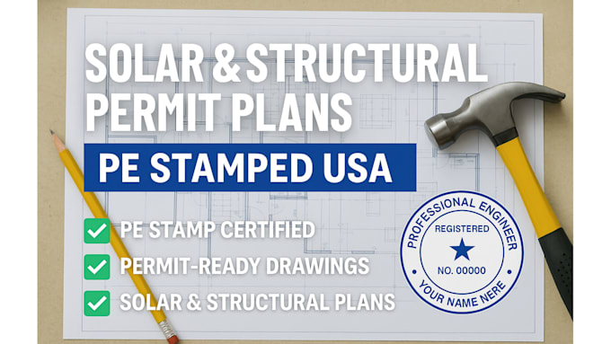 provide solar permit plans structural permit drawing with engineering stamp