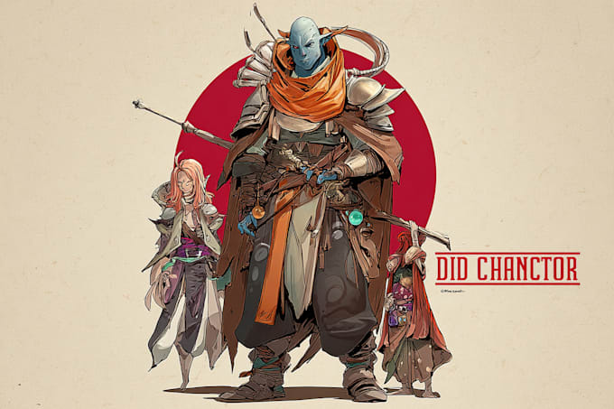 draw a fantasy character for dnd, pathfinder, etc